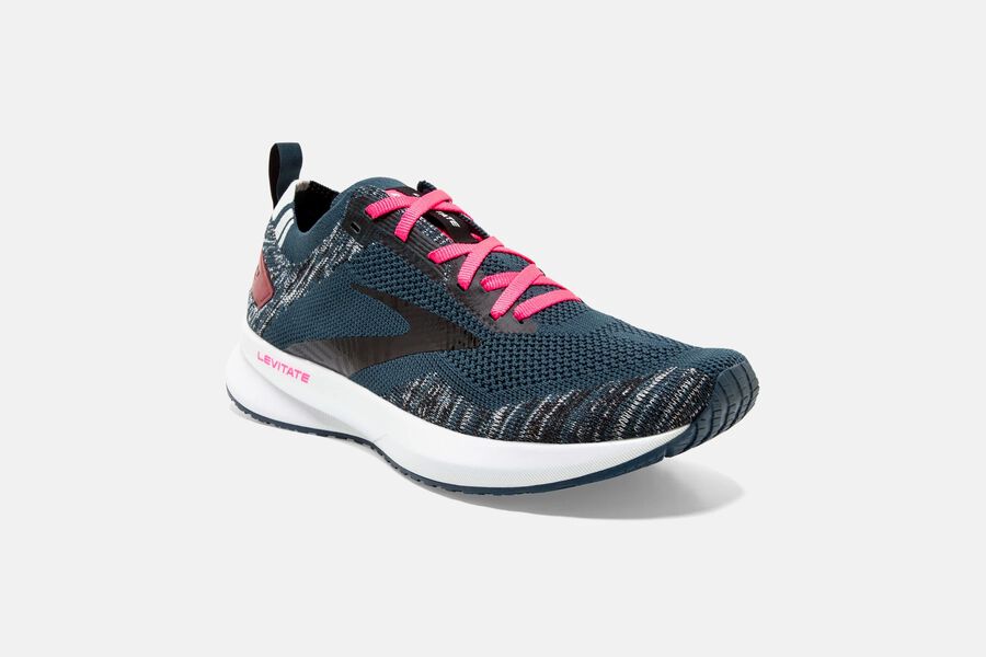 Levitate 4 Road Brooks Running Shoes NZ Womens - Navy/Black/Pink - LOKSZN-127